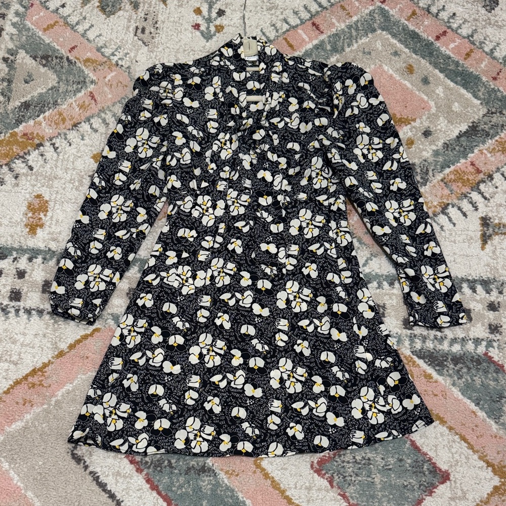 Topshop Black and White Floral Mini Dress